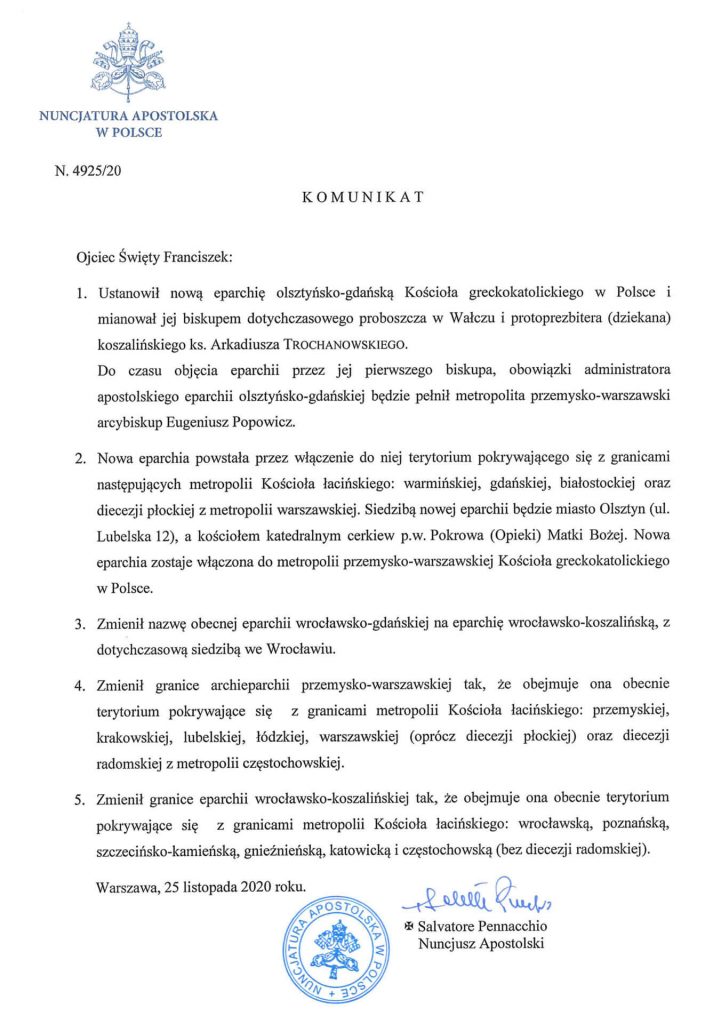 Відбувся новий адміністративний поділ Української греко-католицької церкви в Польщі - фото 2