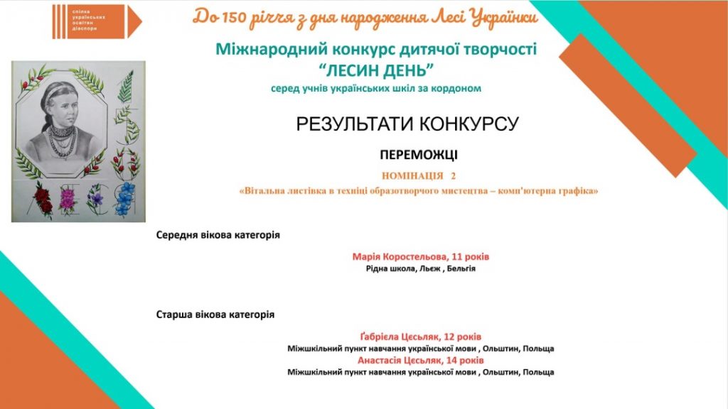 Спілка українських освітян діаспори оголосила переможців конкурсу учнівської творчості «Лесин день» - фото 3